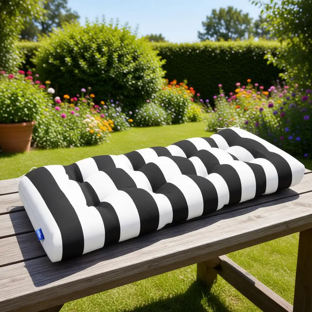 

Подушка для садового дивана с черными полосками, 44 x 19 x 5 дюймов