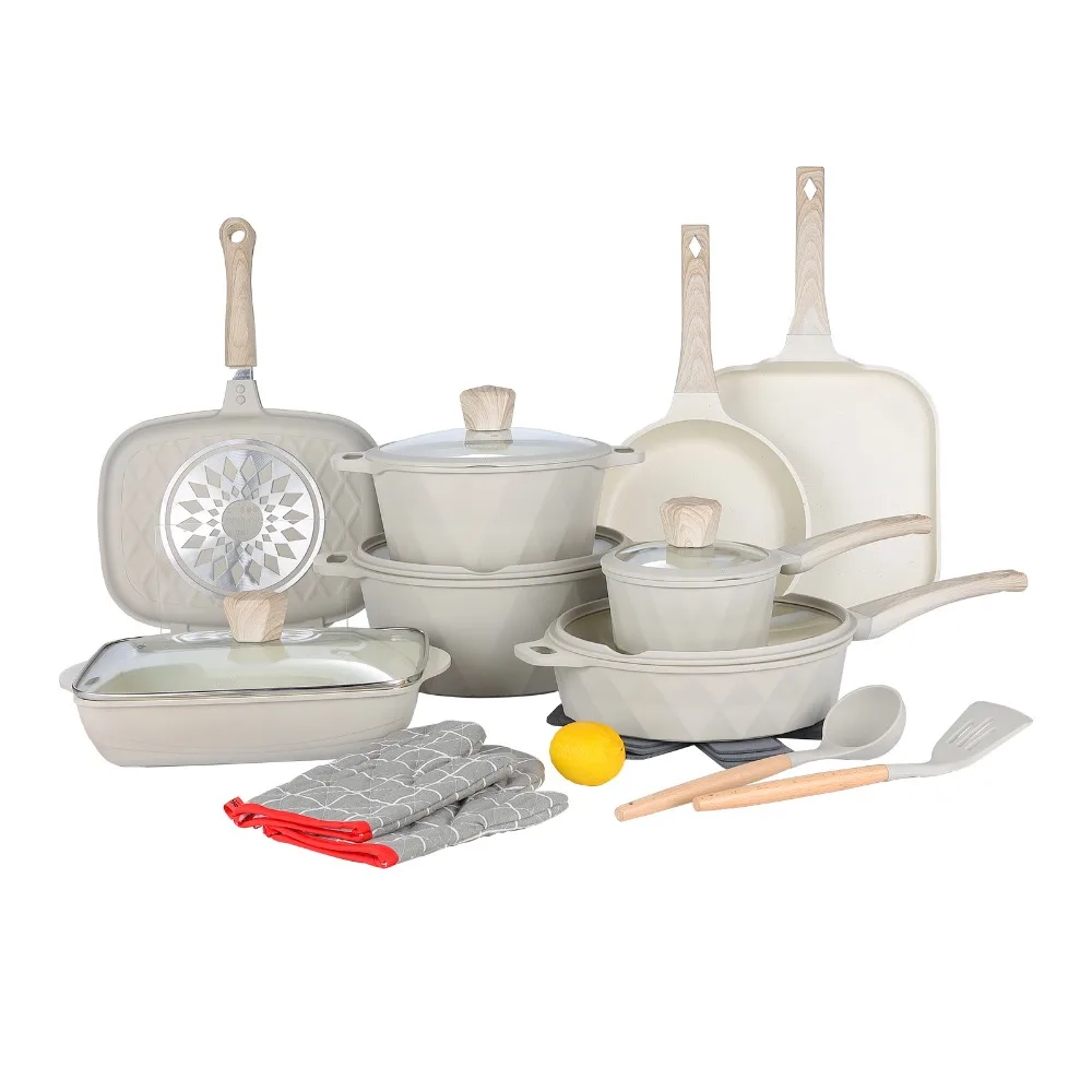 

DONNOR, 21 шт., набор кастрюль и сковородок, наборы посуды из медицинского камня, антипригарная индукционная плита, набор кухонной посуды на природном газе