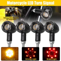 4Pcs Motorcycle Universal Flash Lights Amber and Red Turn Signal Tail Light Motorcycle LED Brake Light Indicator Warning Lamps