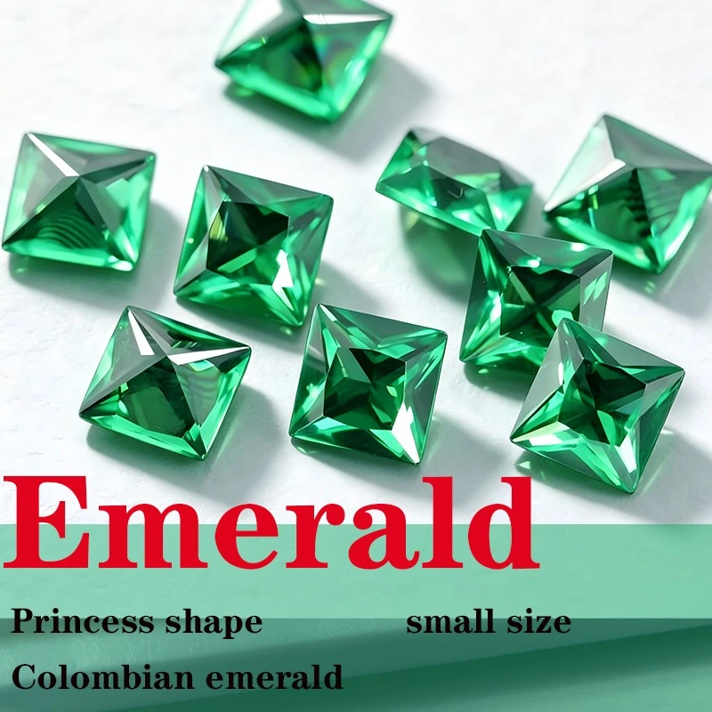 Laboratory Production Colombian Emerald Princess Shape Small Size Wholesale DIY Jewelry Making