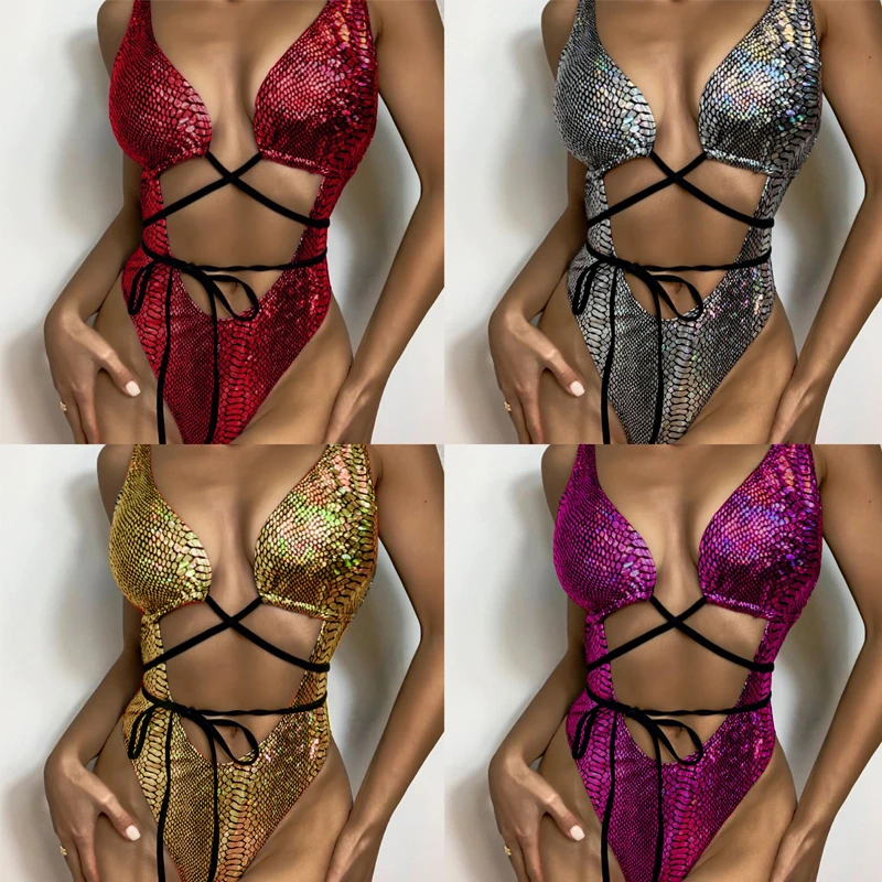 

10 Colors Gogo Dance Costumes Sexy Laser Pole Dance Bodysuit Cutout Swimsuit Women Bar Nightclub Ds Dj Stage Rave Outfits XS6271