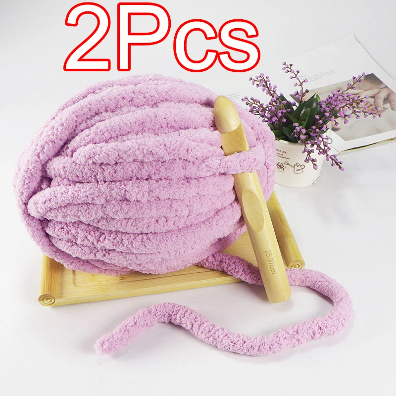 2Pcs Knitting Chunky Yarns Crochet line for Blanket Cushion mat Chenille extra Thick thread Soft Warm Crocheting Yarn Scarf