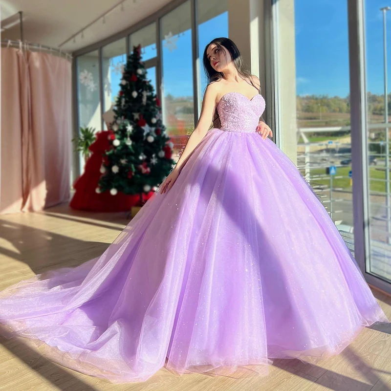 

Eightree Formal Prom Dresses Women Sweetheart Sequines Tulle Evening Dress Princess Cocktail Party Prom Ball Gowns Custom Size