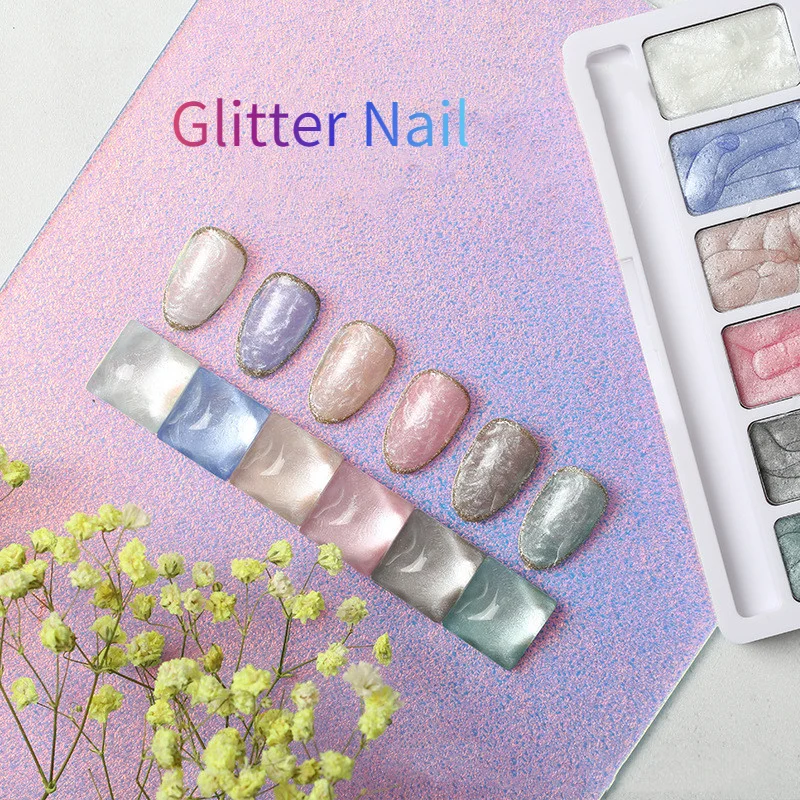 1 Set Six-color Solid Nail Gel Polish Glue Painted Glue Kit Glitter Nail Phototherapy UV Sequin Phototherapy Glue Nail Art Decor