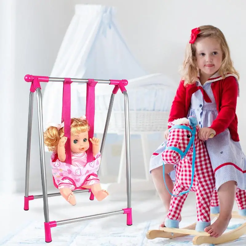 Reborn Doll Baby Toddler Furniture Toy Playset ABS Plastic Cradle Swing Nursery Room Decor Role Play Doll House Furniture