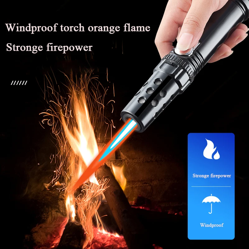 1300℃ Strong Flame Wndproof Jet Torch Lighter Safety Lock Design Adjustable Flame Size Ignition Tool