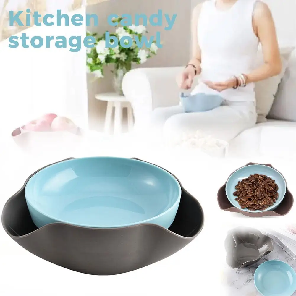 Snack Bowls Double Layer Popcorn Bowl With Storage Pistachios Bowl With Storage Round Snacks Dish For Pistachio X1w5