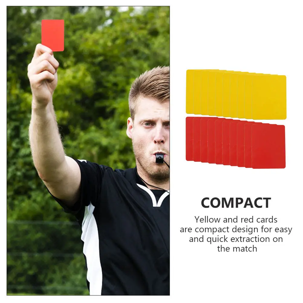 20Pcs Red Yellow Cards Soccer Referee Cards PVC Portable Standard Referee Accessories Soccer Match Kit Match Accessory