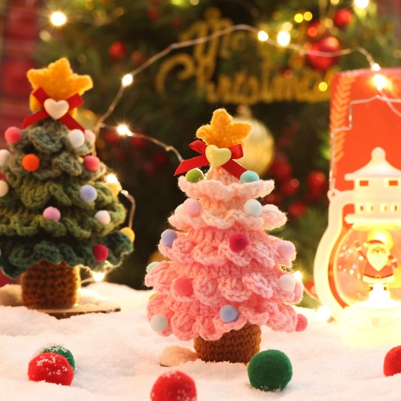 

Popular Christmas Plush Car Pendan Christmas Tree Yarn Handmade Crochet Gift Creative Ornament Decoration