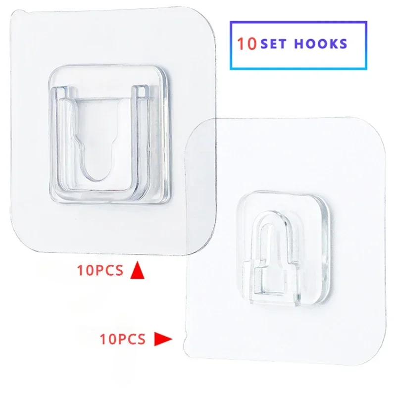 

Double Sided Adhesive Wall Hooks Invisible Traceless Snap Hook Wall Storage Holder Bathroom Kitchen Bedroom Hook Kit