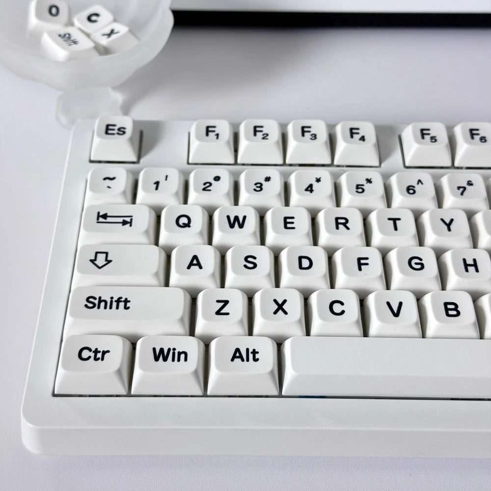 Minimalist White XDA Profile Keycap Large Font PBT Thermal Sublimation Custom Keycaps for Cherry MX Switch Mechanical Keyboard