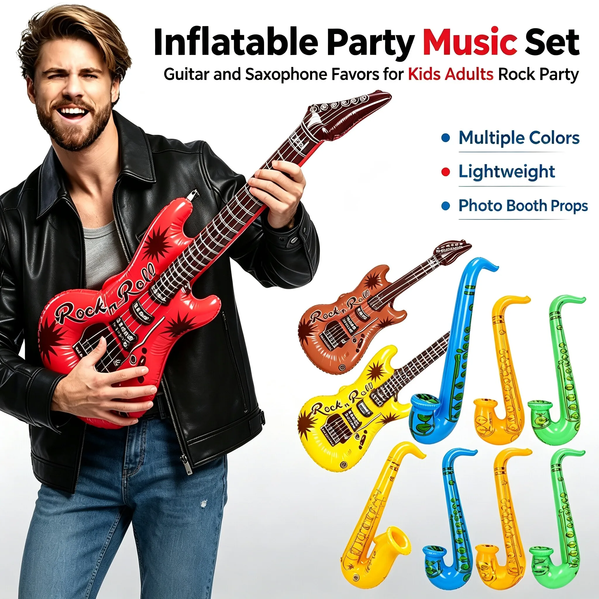 Inflatable Instruments Toy Music Balloons Set Simulation Instrument Guitars Saxophones Microphones Party Toy