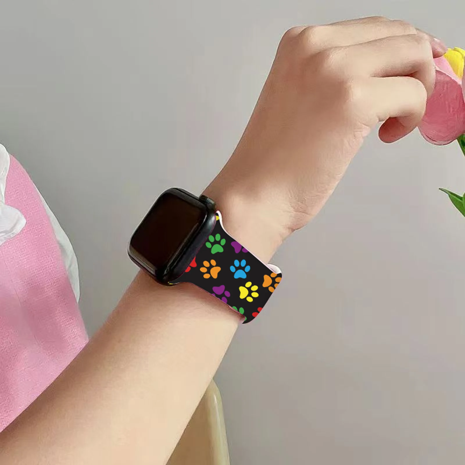 حزام مطبوع بمخلب لساعة أبل 11 10 9 8 7 سوار من السيليكون قابل للاستبدال لساعة iWatch49mm 44mm 42mm 38mm