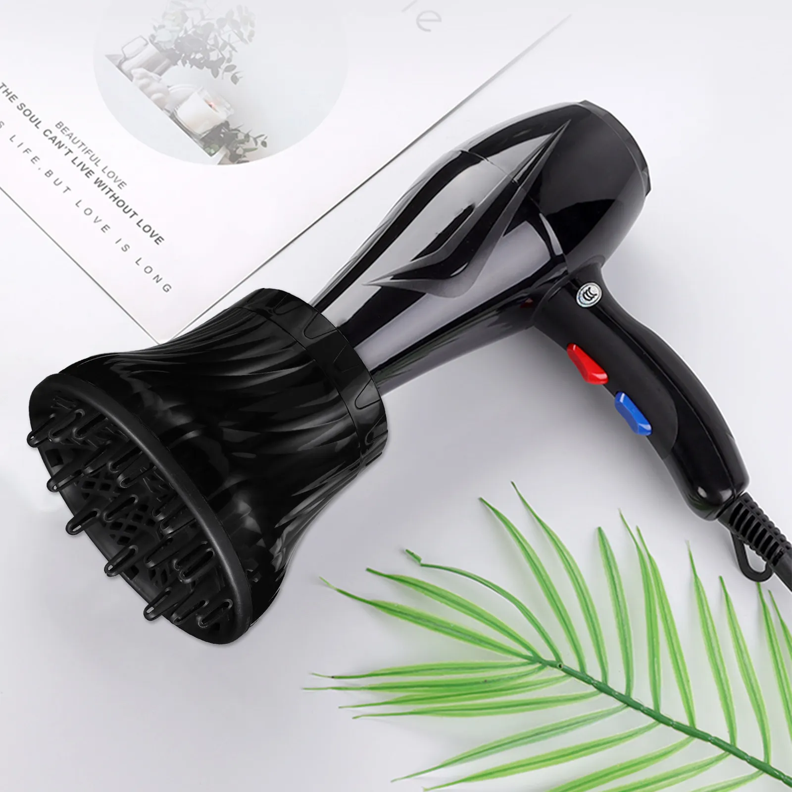Hair Diffuser Nozzle for Dryer Plastic Blow Cover Easy to Use Portable Compact Size Flow Curly Wavy Hair Drying Styling