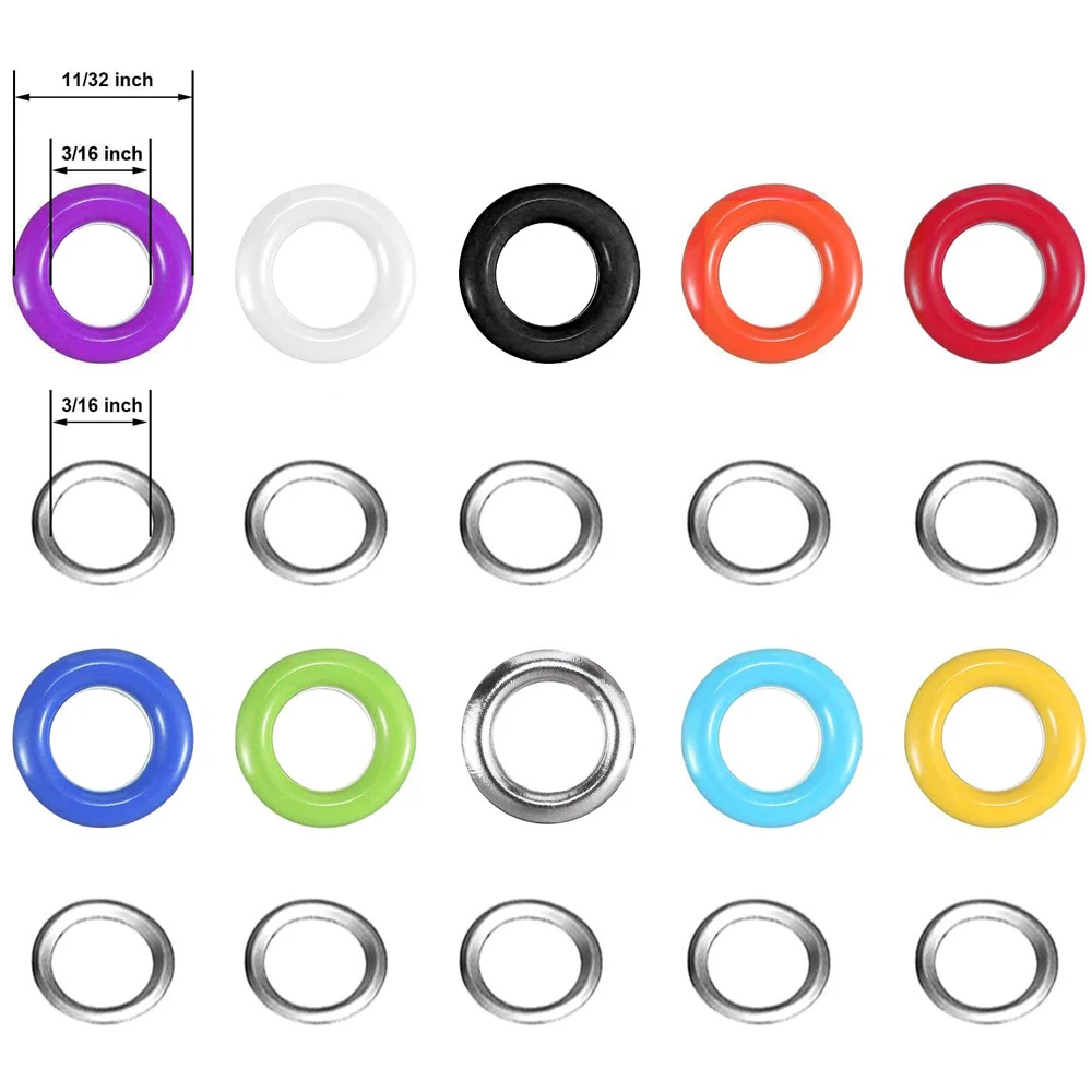 400 Sets 3/16 Inch Multi-Color Grommets Kit Metal Eyelets with Installation Tools and Instructor in Clear Box