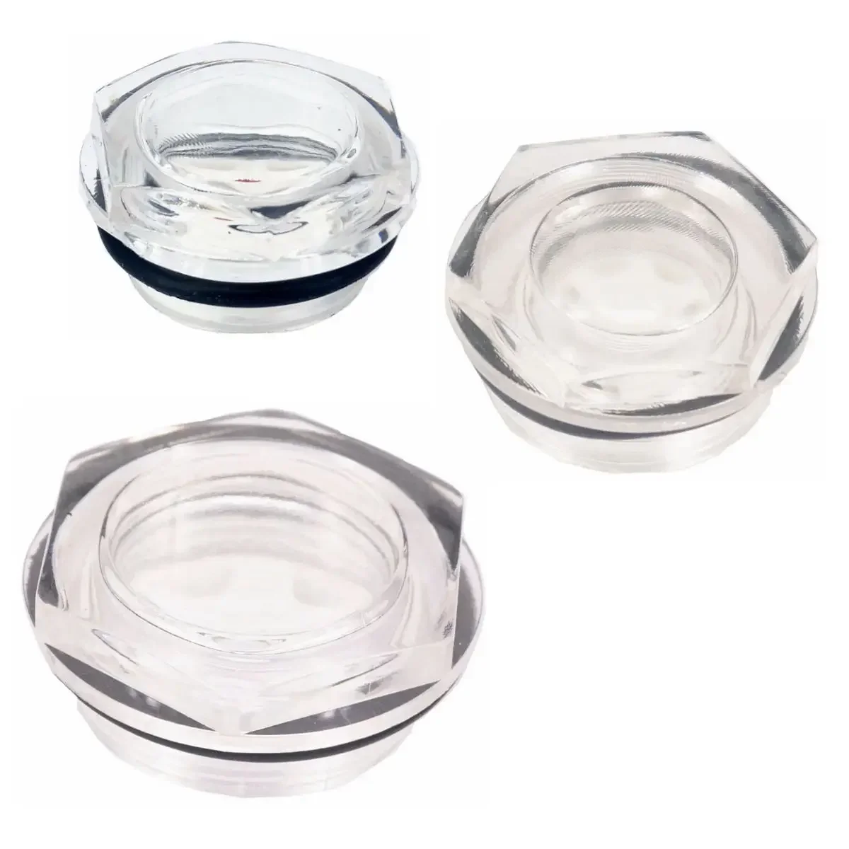 (2) 3/8" 1/2" 3/4" 1" BSPP Male Thread Plastic Hex Oil Level Viewer Sight Glass Window Air Compressor Gearbox
