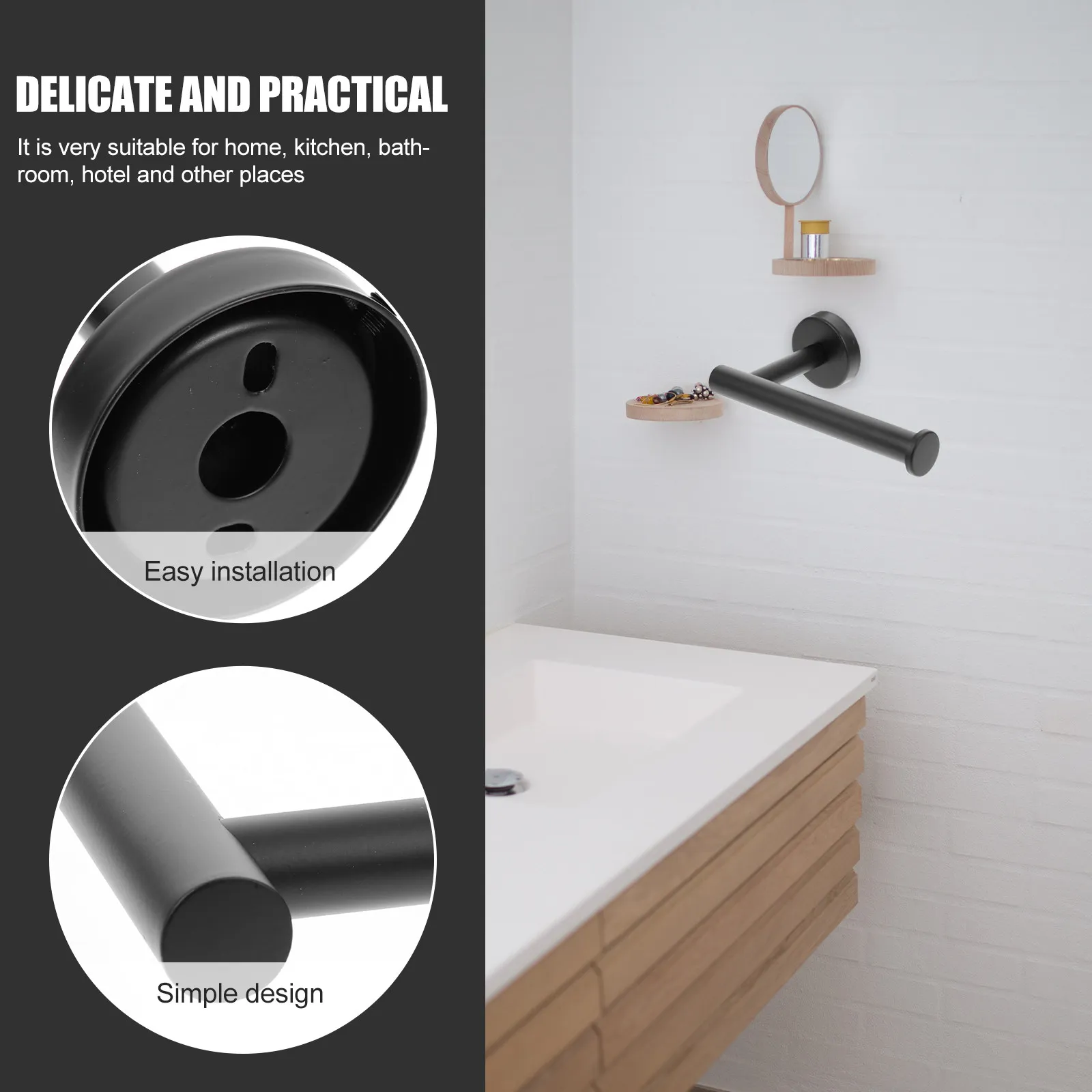 

2Pcs Stainless Steel Towel Holder Set Wall Mounted Bathroom Towel Rack Roll Paper Shelf Kitchen Hotel Tidy Space Saver