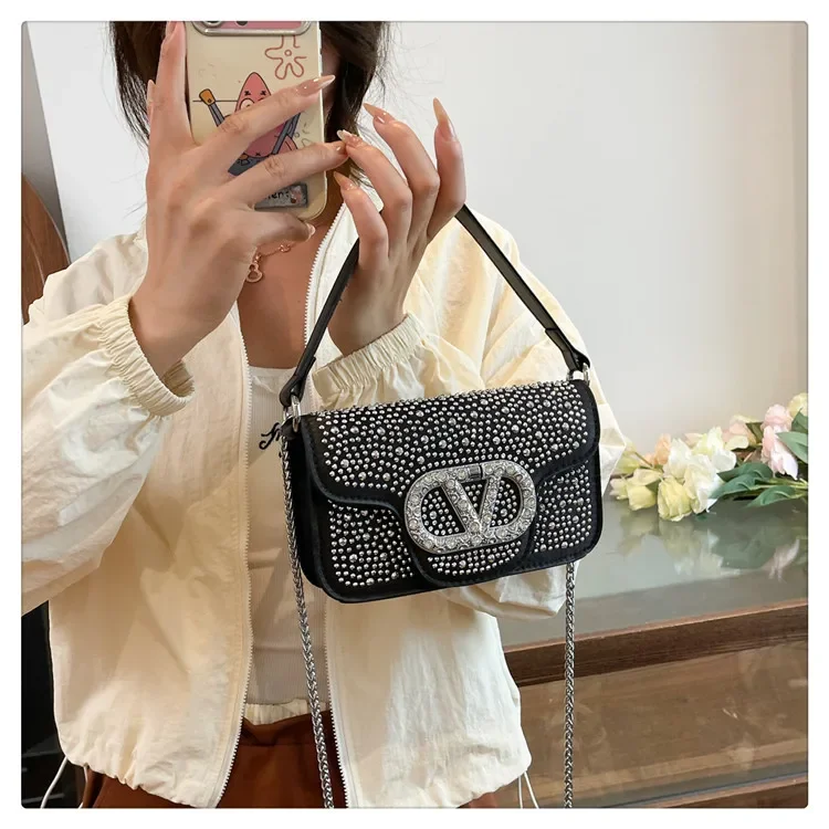 

Новая дизайнерская женская обеденная сумка с бриллиантами 2025 года — через плечо на одно плечо