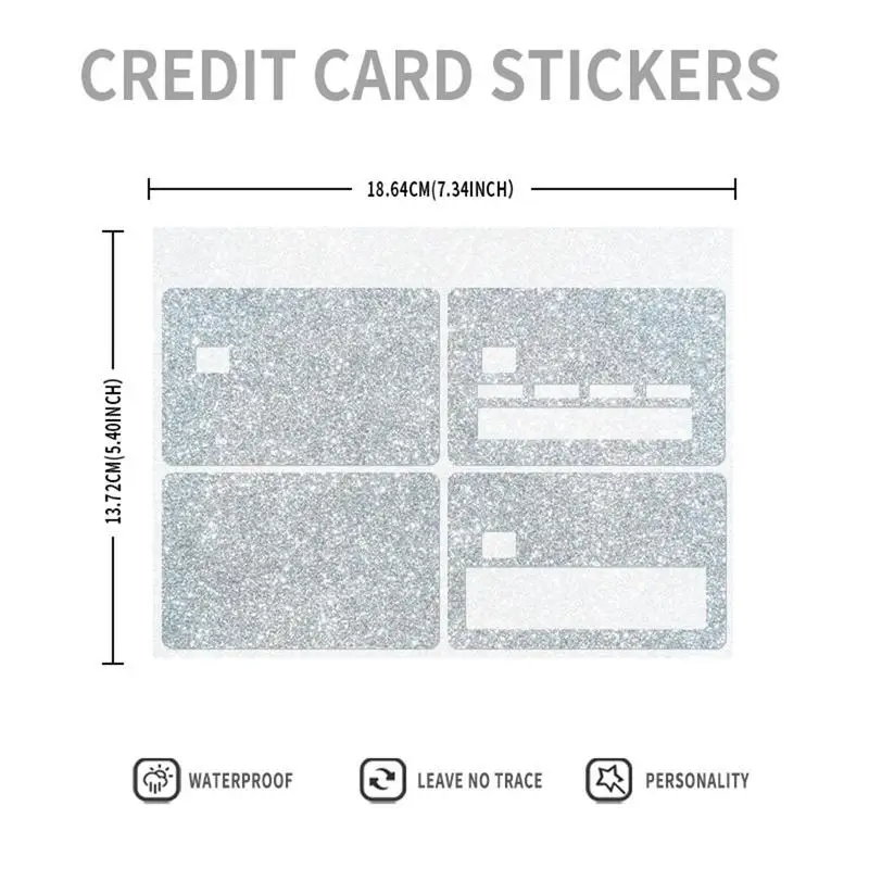 Credit Card Skin Stickers 4pcs Shiny Card Removable Covering Skin Bubble Free Card Protection Film Waterproof Bank Card