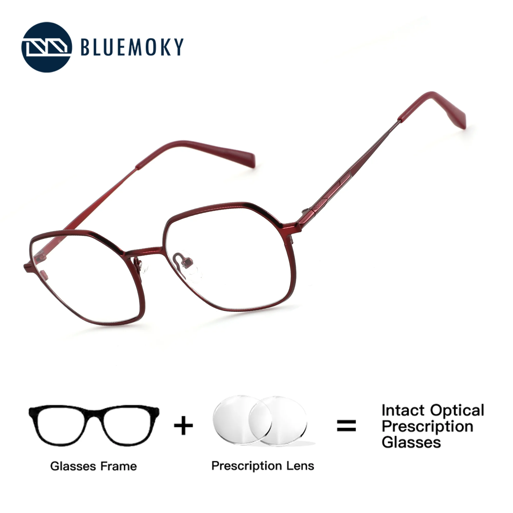 

BLUEMOKY (S Size) Metal Polygon Vision Correction Prescription Glasses Men Optical Eyewear Photochromic Progressive Myopia ﻿