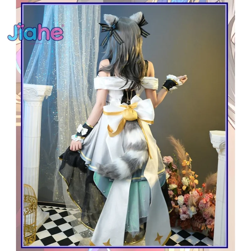Juego Honkai: disfraz de Star Rail Stelle, disfraz de sirvienta para niña, uniforme, accesorios de cola con orejas, accesorios, Halloween, Carnaval, conjunto de Lolita