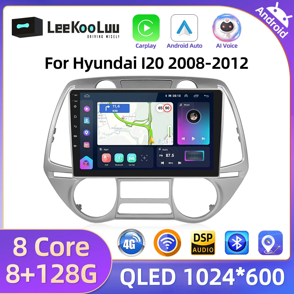 LeeKooLuu  Wireless CarPlay Android Auto For Hyundai 120 2008-2012 (left drive) Car Radio 4G WIFI GPS Multimedia Player 2 Din