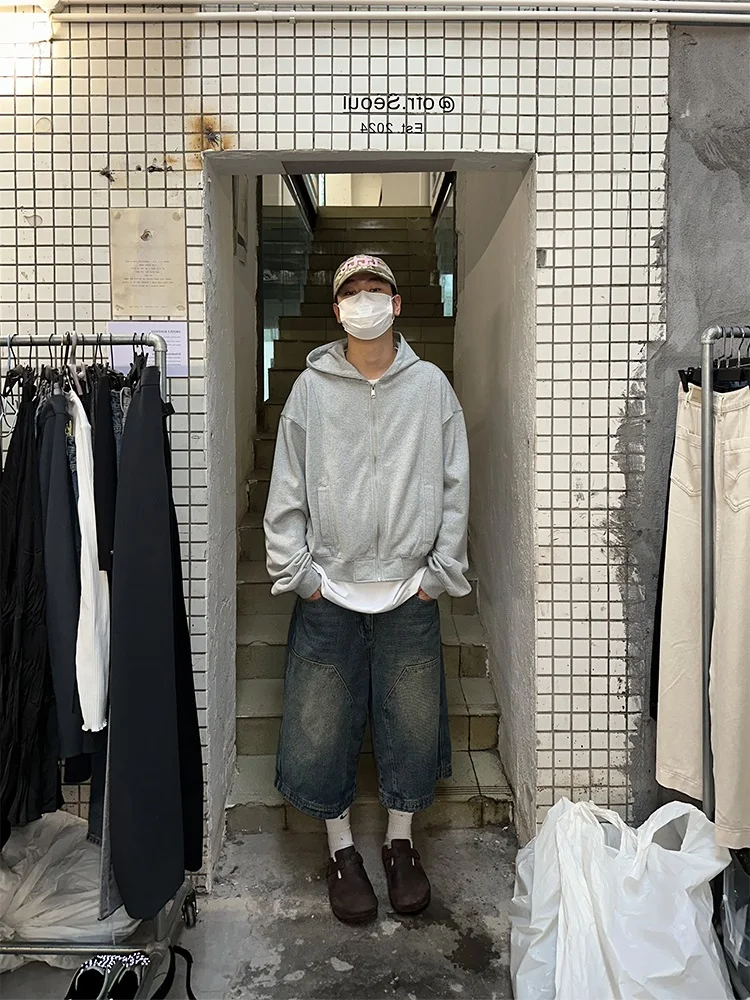 American Retro Waed High Street Jeans orts Pantaloni larghi dritti a gamba larga casual versatili a sei sette lunghe per uomo e donna