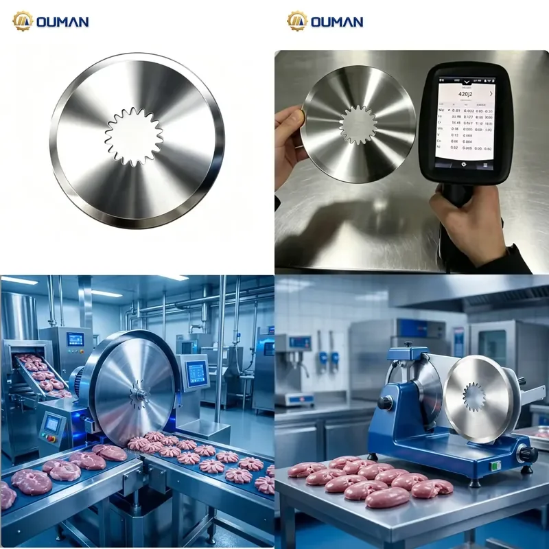 Custom Drawing Services 440C Stainless Steel Meat Slicer Blade 16-Spline Drive Circular Meat Cutter Knife Replacement Kidney