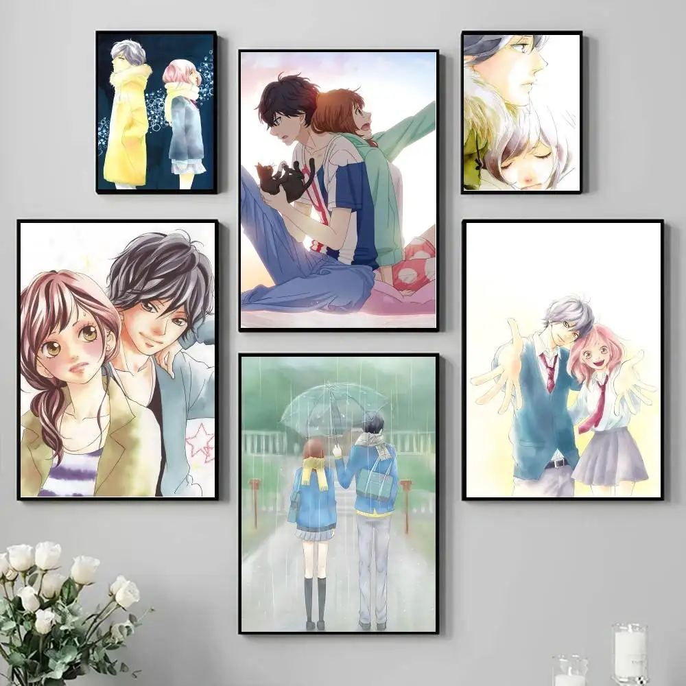 Anime Blue Spring Ride Poster Self-adhesive Art Waterproof Paper Sticker Coffee House Bar Room Wall Decor