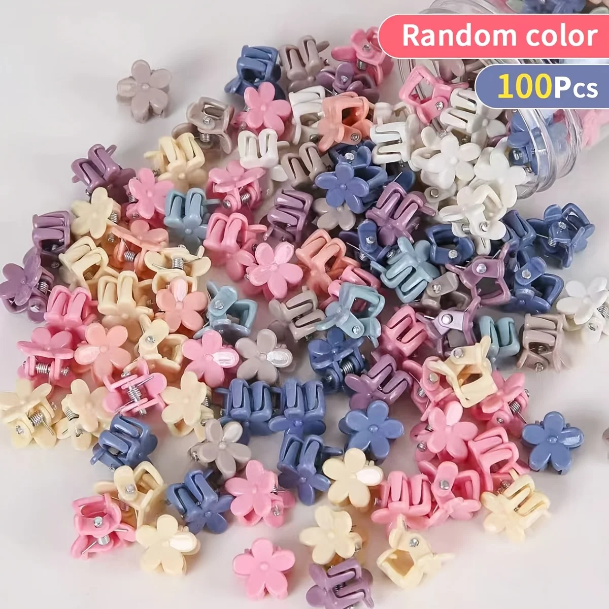 100 Stück Einfache, Elegante und Süße Blumen-Mini-Haarspangen für Mädchen. Ein vielseitiges und einfach zu bedienendes Haaraccessoire. – Detail 4