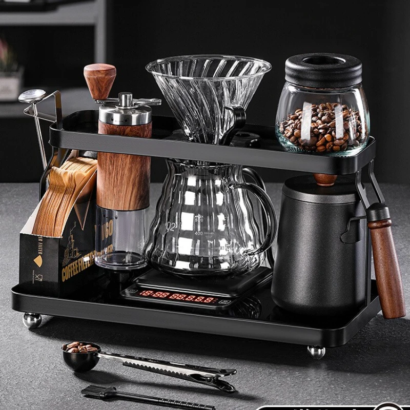 

Hand brewing coffee pot set, hand grinding coffee machine, hand brewing coffee bean grinder, storage box bracket, full set
