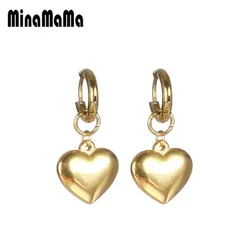 New Style Stainless Steel Heart Drop Huggie Earrings For Women Girlfriend Earrings Jewelry Valentine's Day Gifts