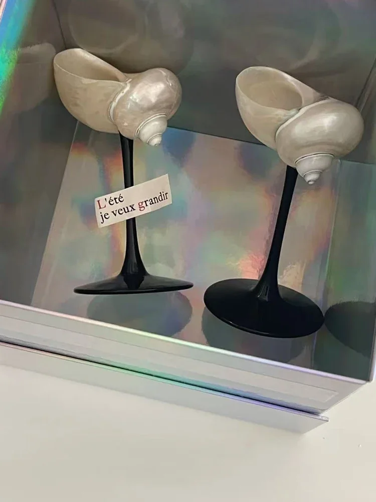 

Ваби-Саби Натуральная Раковина Чашка на высоких ножках Креативный бокал для красного вина Настольные художественные украшения Украшение дома