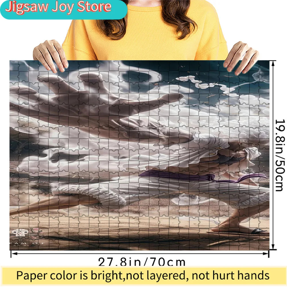 

Premium Paper Jigsaw Puzzle One Piece Monkey D. Luffy Gear 5 Nika Form Attack Scene Anime Art High Quality Cardboard Puzzle for