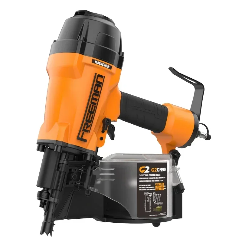 2026/Freeman CN90 CN80 CN70 Pneumatic Wood Pallet Roofing Roll Nail  Machine 3 1/2 Inch Air Coil Framing Nailer