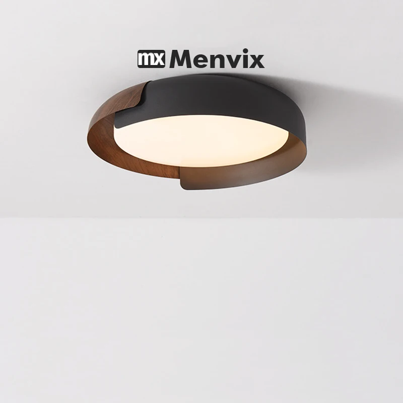 Menvix Nordic Creative Ceiling Lamp Iron/wood Grain Double Layer Lamp Body Living Room Restaurant Hanging Ceiling Light Fixture