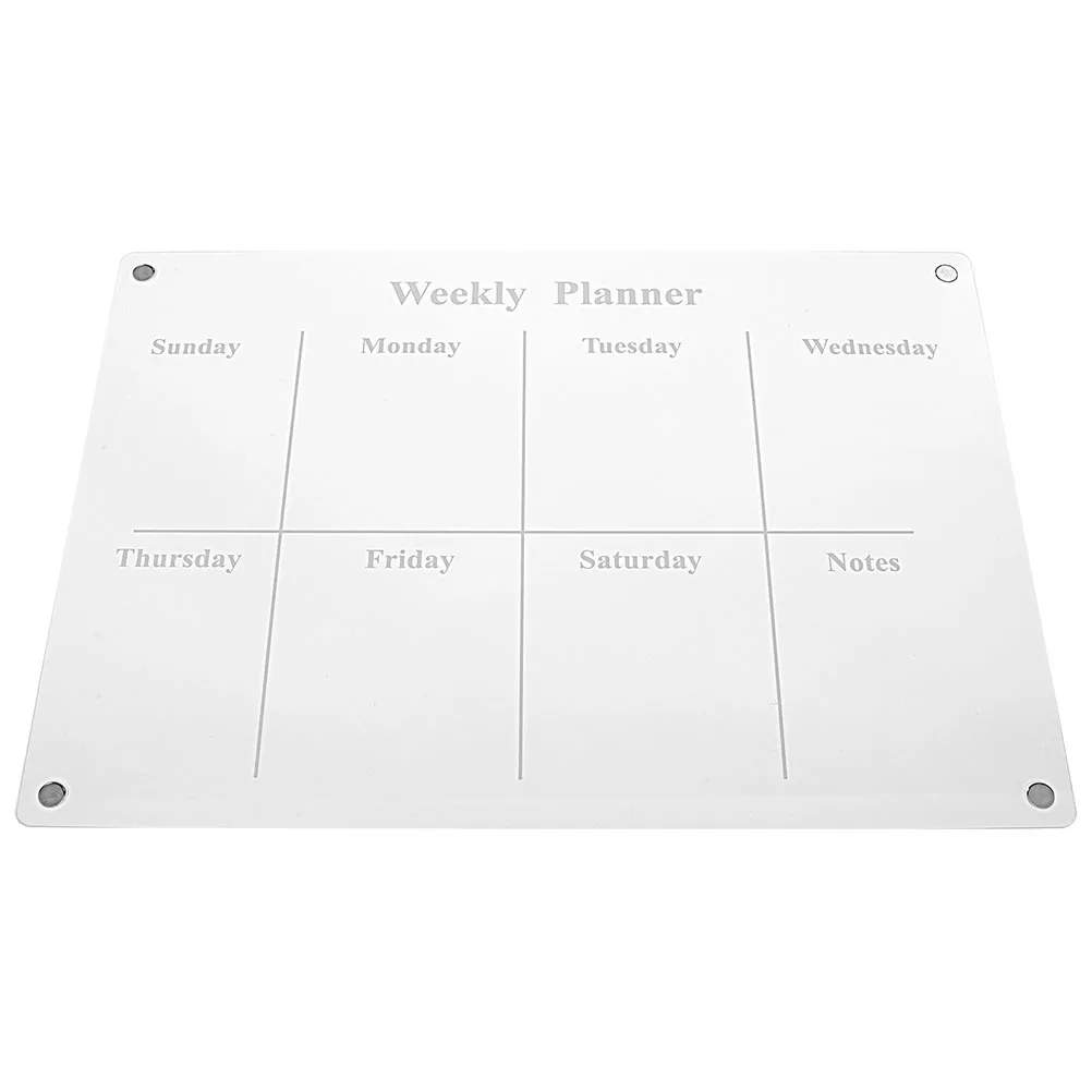 Tableau de notes magnétique clair, calendrier hebdomadaire, effaçable à sec, planification du réfrigérateur, fournitures de cuisine en acrylique, réutilisables et lisses