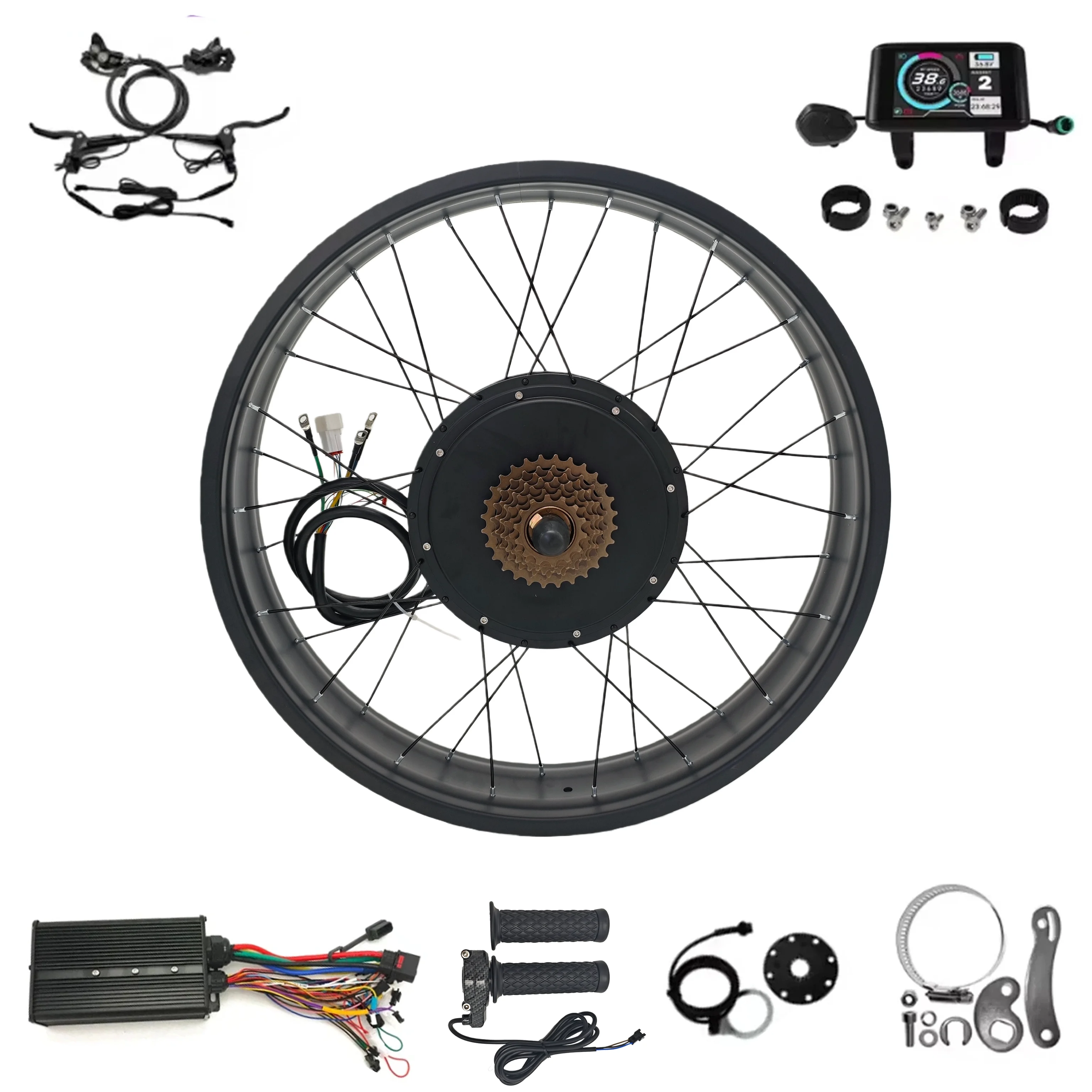

Ebike 48V-72V 3000W-5000W Rear Fat Wheel Conversion Kit 20''24''26''x4.0inch | 175/190mm Dropout 7-Speed Freewheel
