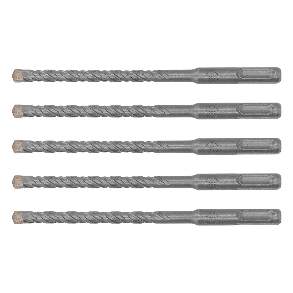 5pcs Carbide Tip Rotary Hammer Drill Bits 2 Flute Design 160mm Length Concrete Drill Bits 5/32 Inch Diameter Self Centering