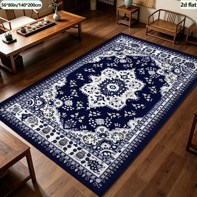 Sage Green Vintage Medallion Ornate Carpet Flooring Distressed Traditional Square Area Rug Antique Home Decor Living Room Floor Mat