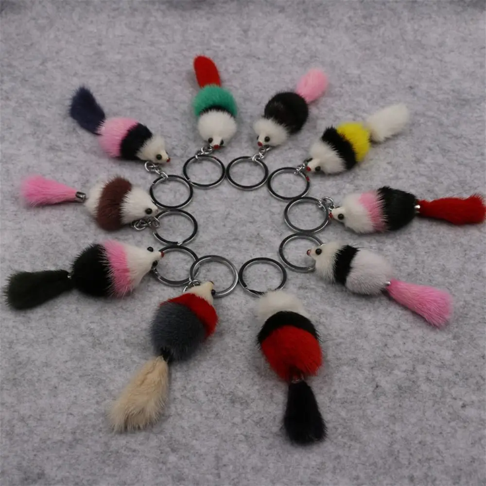 3PCS Mink Fur Mink Fur Keychain Mini Size Soft Touch Plush Hamster Pendant Plush Animal Shape Plush Toy Keychain Kids Toys