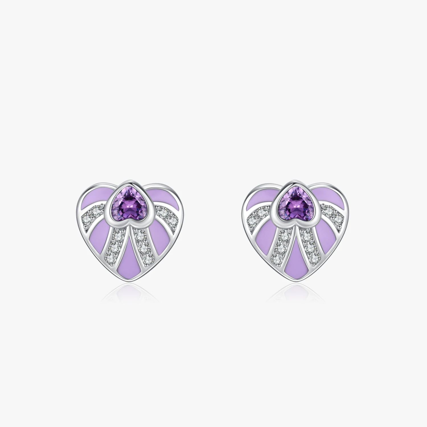 

925 Sterling Silver Vintage Elegant Hearts Enamel Earrings Dazzling Purple Zircon Earrings for Women Wedding Fine Jewelry