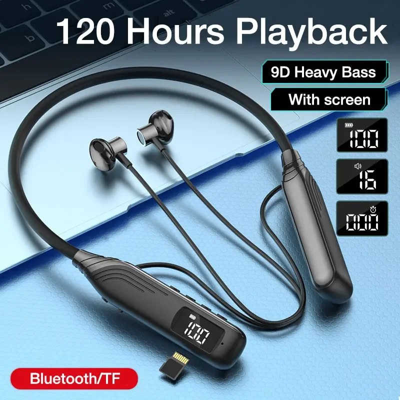 

EARDECO Wireless Headphones 120 Hours Playback Bass Bluetooth Headphone Stereo Sports Neck Wireless Earphone Neckband with Mic