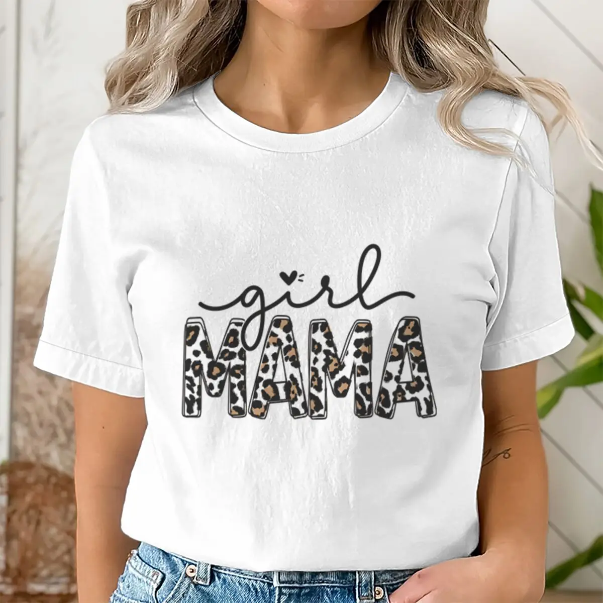 Girl Mama T Shirt Mom Leopard Print Short Sleeve Tee Mothers Day Streetwear Clothes Mom Life Casual Tops Summer Clothes