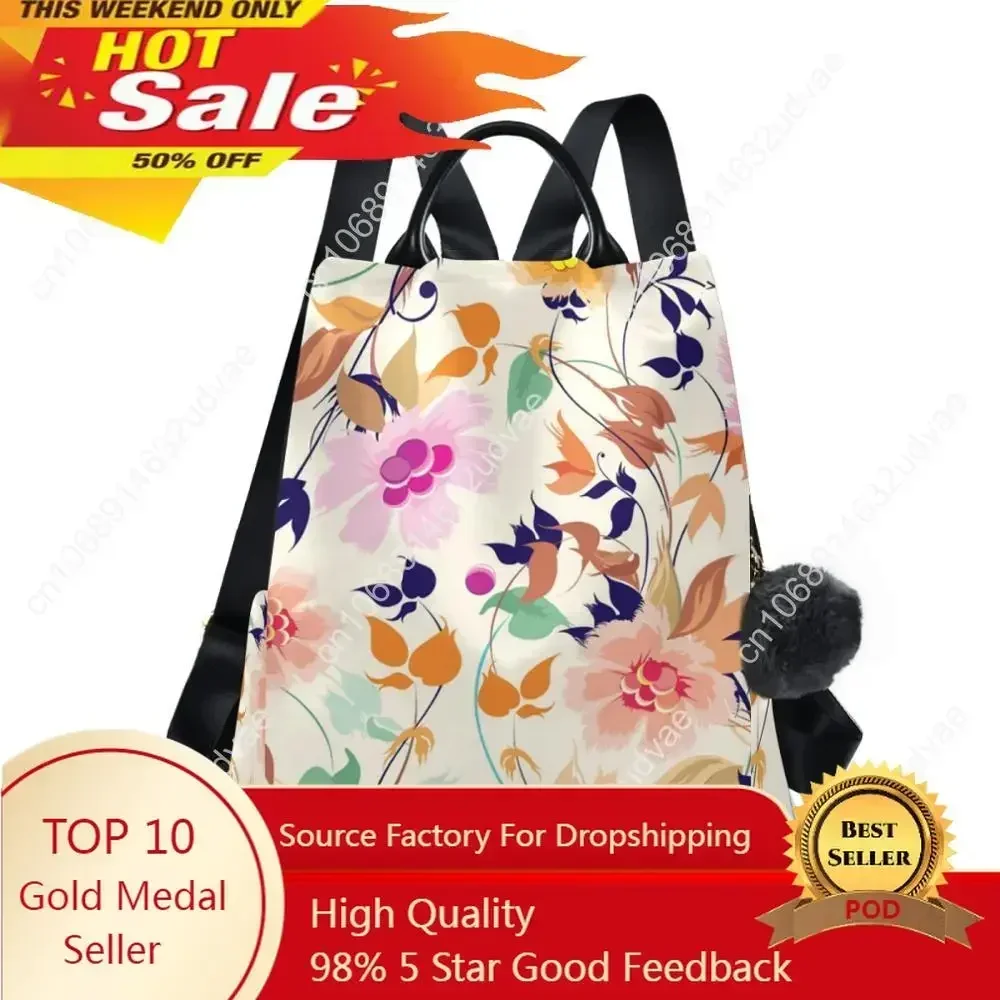 2021 New Anti Theft Mutifunction Women Backpack Flower Printing Girls School Bag Sport Travel Shoulder Bag Mochila Mujer Sac