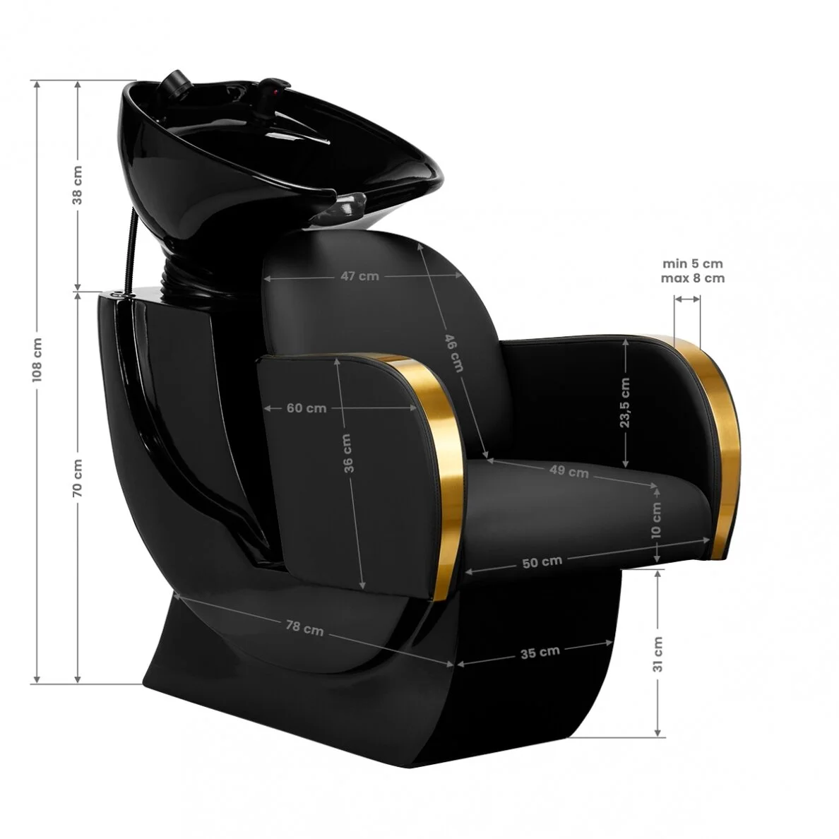 Factory Direct 2026 Washing Chair Hairdressing Basin Shampoo Bed Hair Salon Black Gold Beauty Salon Furniture Set Styling Chair