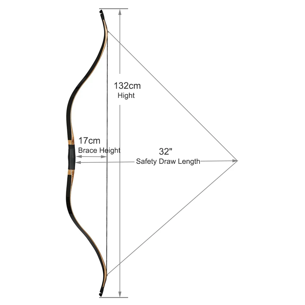 Arco recurvo tradicional de 52 pulgadas, tiro con arco largo, arco de madera de 20-50 libras, tiro deportivo al aire libre, suministros para práctica de caza y arco