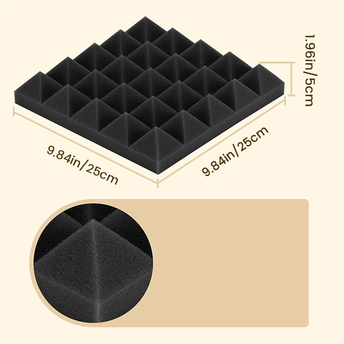 36 Pack Pyramid Acoustic Foam,9.8X 9.8X 2 Inch Sound Proof Foam,Sound Absorbing Panel for Wall,Studio, Home and