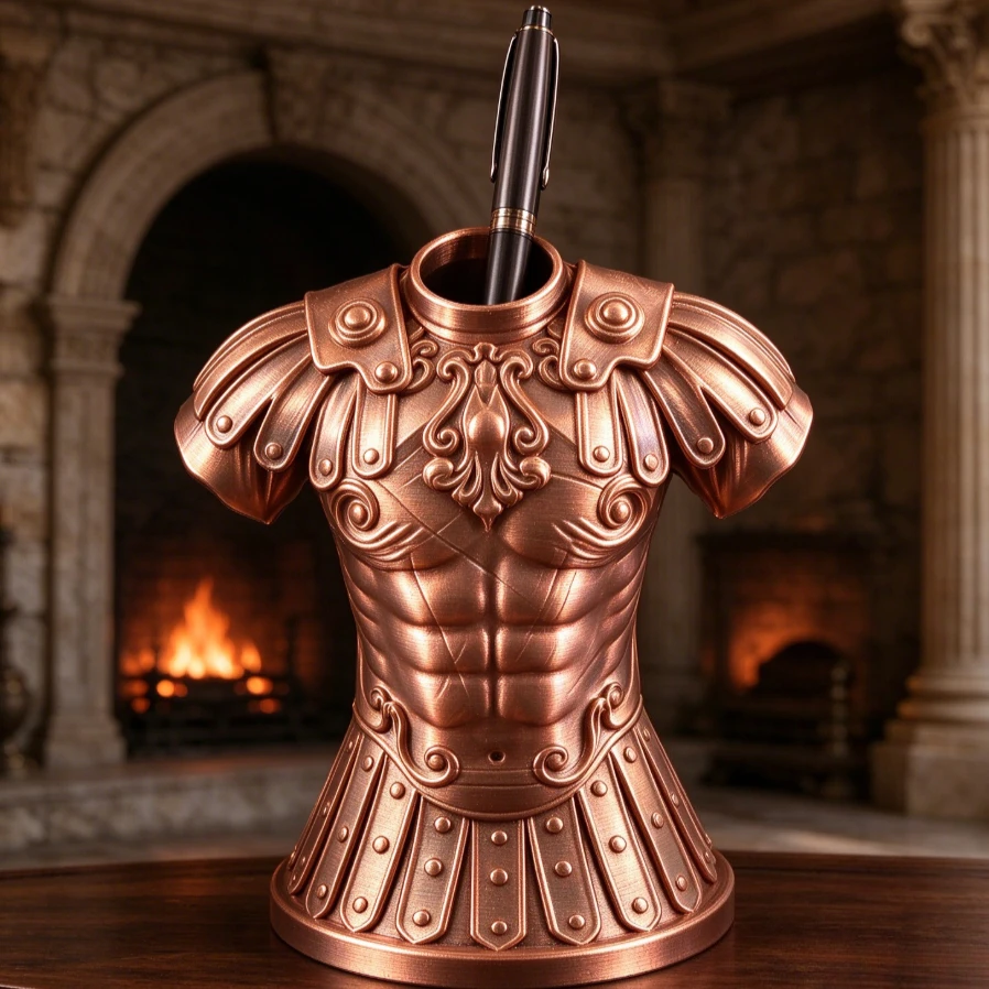 Vintage Roman Bust Pen Holder Statue Desk Organizer 12cm Torso Figurine Pencil Cup Office Desktop Decor Pen Storage Gift