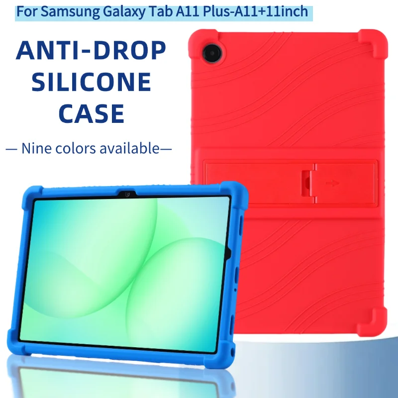 

For Samsung Galaxy Tab A11 Plus A11+ 11inch Case Tablet Shockproof Cover SM-X236B Soft Silicon Stand Protective Shell